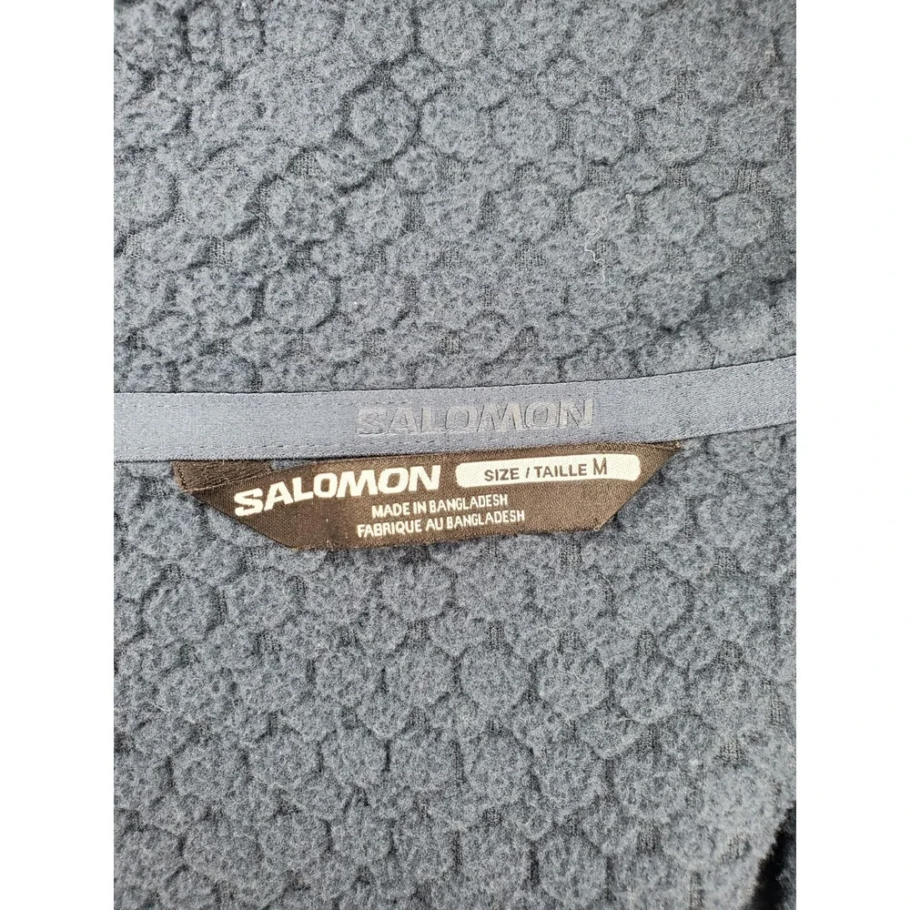 Salomon Outline Men's M Sherpa Fleece Hoodie Full Zip Jacket Minimalist Blue